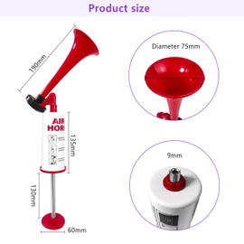 Yuejuhe Air Horn Compressed Air Horn, Extremely Loud Signal Horn (Red)