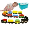 ALEENFOON 13 PCS Magnetic Wooden Train Set Toys, Engines Cars