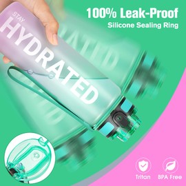 Sahara Sailor Water Bottles, 25oz Motivational Sports Water Bottle with Time Marker - Times to Drink - Tritan, BPA Free, Wide Mouth Leakproof, Fast Flow Technology with Clean Brush (1 Bottle)