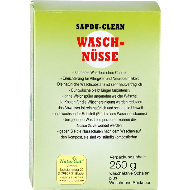 Waschnuss Sapindus Mukorossi Allergiekergeeignet 100% biologisch natürlich Waschmittel 250g Waschnüsse