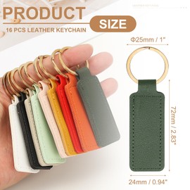 PATIKIL 16pcs Leather Keychain Blanks, 72mm Sublimation Keychain Blanks PU Leather Key Chain Bulk Keyring with Rings for Name Tag Dog Cat Collar Keys, Rectangular,Dark Green