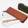 Slip-On Rio Large Leather Zipper Pen Case, nvy