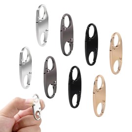 QZKJQDD 8 PCS Zipper Lock Clips, Zipper Clips Anti Theft Deterrent, Dual Opening Snap S Hooks Zipper Pull Replacement for Camping Traveling Handbags Backpacks Locks (Black, Silver, Gold, Gunmetal)