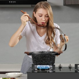 ESLITE LIFE Nonstick Stock Pot with Lid, 5 Quart Granite Casserole Large Soup Pot Pasta Cooking Pot, Induction Compatible, PTFE & PFOA Free, Black