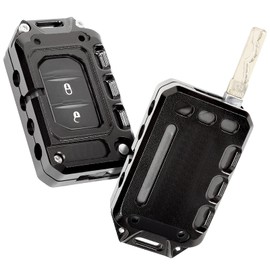 JeCar Key Fob Cover Key Case for 2018-2024 Jeep Wrangler JL JLU Gladiator JT Key Holder Shell (Black)