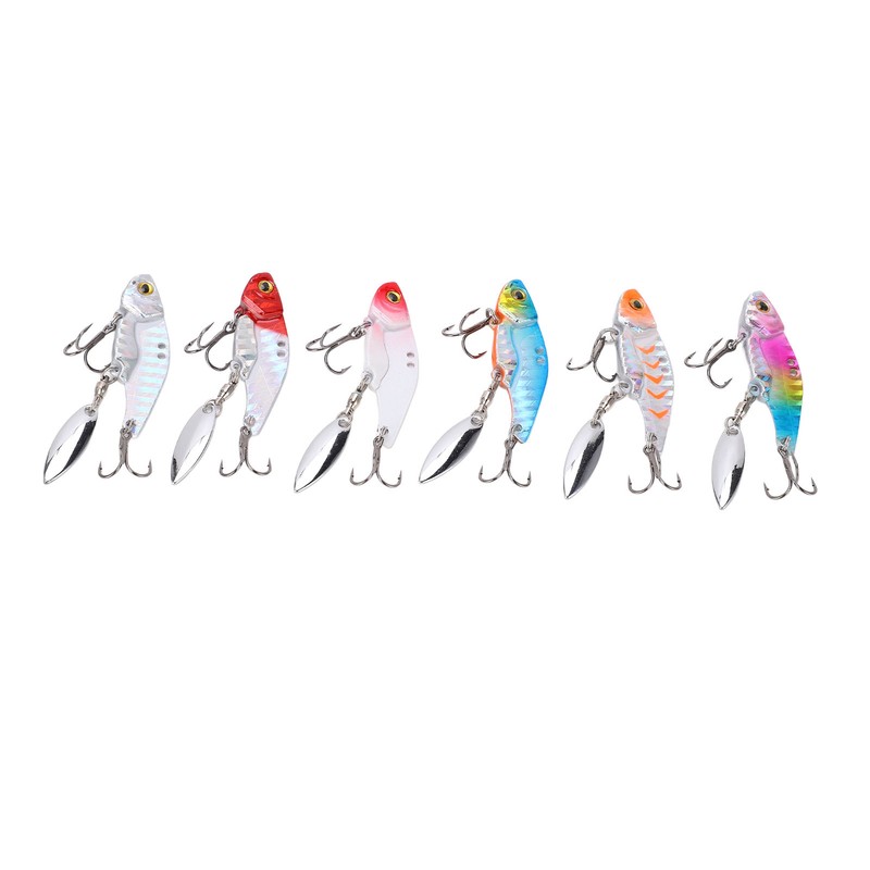 6pcs 5cm Metal Artificial Vib Fishing Lure Streamlined Design 3D