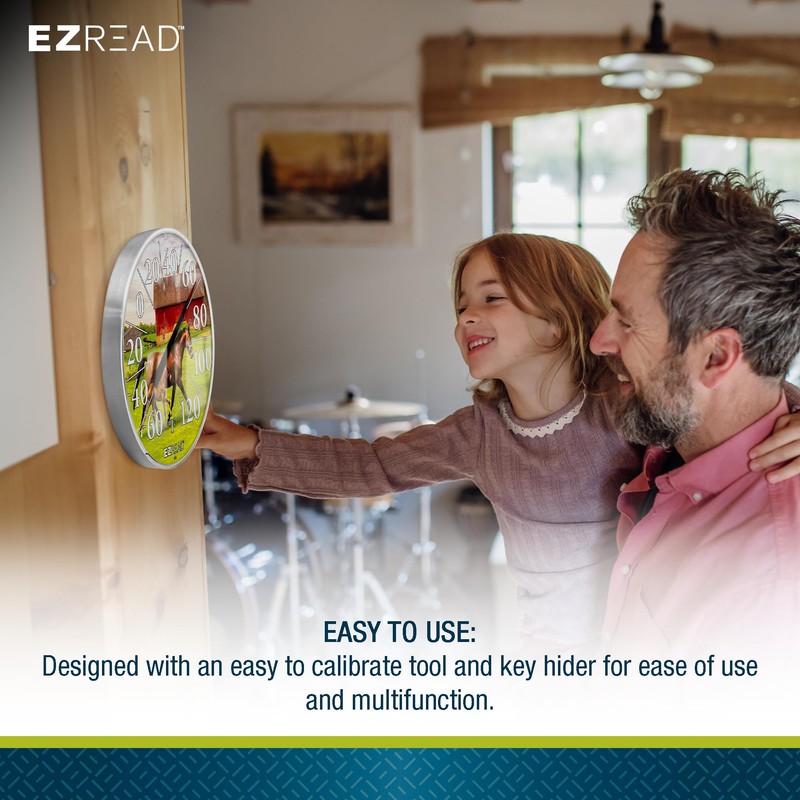 EZREAD Hanging Dial Thermometer - Weather Thermometers for Indoor and