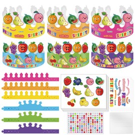 Cinrobiye 24 Set Fruit of The Spirit Crafts DIY Fruit of The Spirit Paper Crowns Craft Kits Make Your Own Religious Hat for Sunday School Christian Bible Activity DIY VBS Classroom Party Supplies