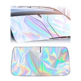 LNGJIN LNGJIN Auto Frontscheibe Sonnenschutz, Windshield Sun Shade, Faltbar fr Sommer Selbsthaftend UV Hitzeschutz Plane, 145 x 80 cm Laser-Windschutzscheibe C gro?e Gr??e, geeignet fr Limousine,SUV,usw
