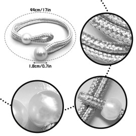 Pack of 8 Tiebacks for Curtains, Pearl Window Holdbacks Curtain, 44 cm Tiebacks for Curtains, Cotton Hand Knit Curtain Holder for Home Office Window Decoration, Outdoor Curtains, Window Decorative