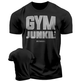 Gym Junkie Muscle T-Shirt for Men Sports Fitness Workout Bodybuilding Shirts (XL, Gym-Junkie Front Sliver on Black)