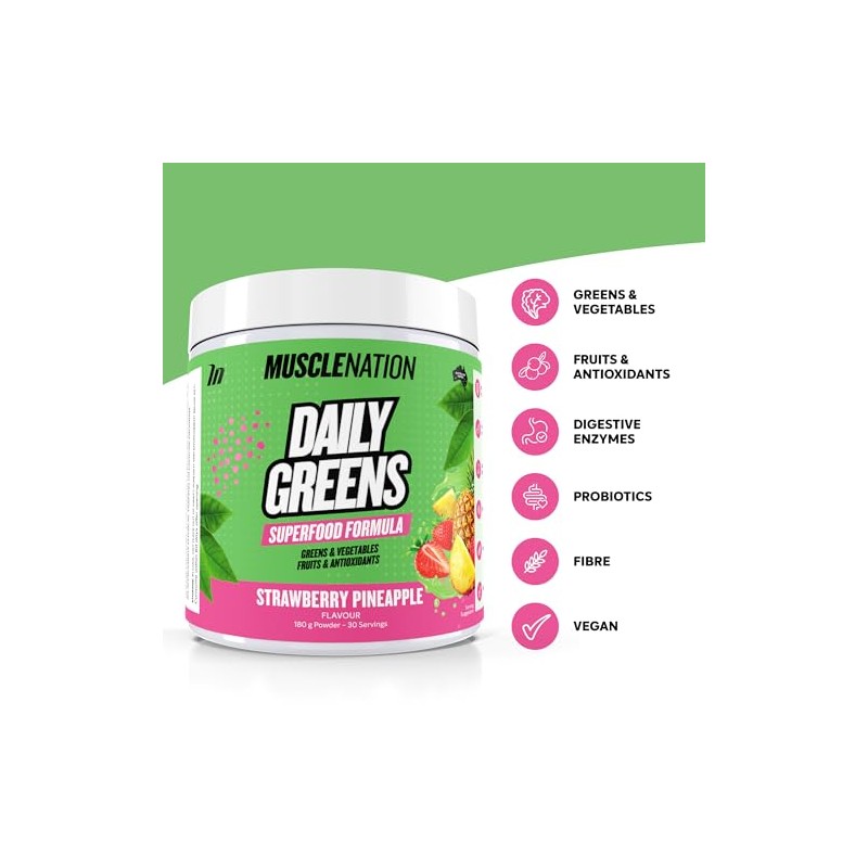 Muscle Nation Daily Greens Strawberry Pineapple 180g