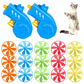 FOIMAS 17pcs Cat Fetch Toy,Cat Palying Tracking Interactive Toys with Flying Propellers for Cat Kitten Indoor and Outdoor Chasing Training Hunting Chasing Supply