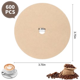 600 Count Percolator Coffee Filters，3.75 Inch Disposable Round Coffee Filter，Natural Unbleached，Disc Coffee Filters for Camping，Coffee Pot，Home，Office