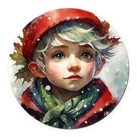 CafePress Green Eyed Christmas Elf 5.5" Round Car Magnet Magnetic Bumper Display