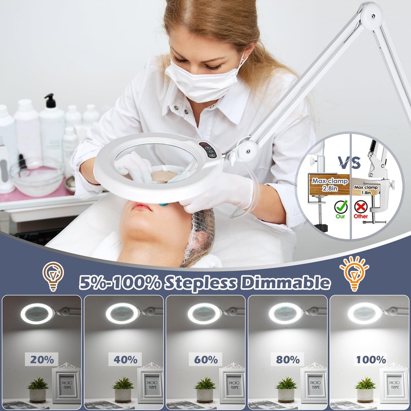 10X Magnifying Glass with Light and Stand, Real Glass Lens,