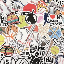 50 Pieces Baseball Stickers, Baseball Vinyl Stickers Decals for Water Bottle, Helmet, Laptop, Phone, Baseball Gifts, Baseball Party Favors, Sport Stickers Baseball Decorations for Kids Teens Boy