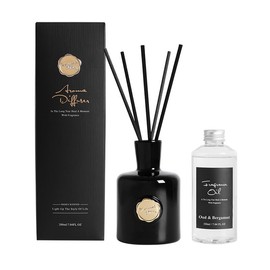 Oud & Bergamot Reed Diffuser, Long Lasting Essential Oil Fragrance