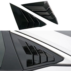 for Honda 11th Gen Civic Sedan 2022 2023 2024 2025 Rear Side Racing Style Window Louver Decorate Cover Rear riangular Air Vent Window Blinds Auto Accessories (Bright Black)
