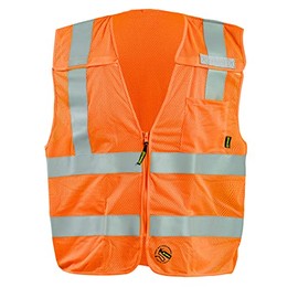 OccuNomix TSE-IMBZ-O3X Self Extinguishing 5 Point Break-Away Mesh Vest with Quick Release Zipper, 2 Pockets, Class 2, 100% ANSI Polyester, 3X-Large, Orange (High Visibility)