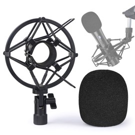 SUNMON ATR2100x-USB Mic Shock Mount Holder with Foam Windscreen for Absorbe Vibration and Noise, Pop Filter Suitable for ATR2100x-USB, ATR2100-USB Dynamic Microphone
