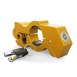 HttDog Brake Lock for Motorcycles, Steering Wheel Lock, Axle Lock, Moped, Universal, Easy Installation, Anti-Theft, Lock, Security, Enhancement Bike Equipment, Bike Lock, Disc Lock (Gold)