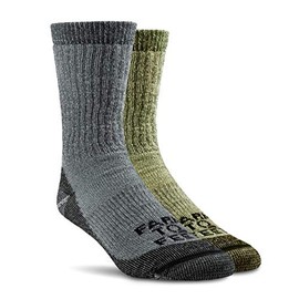 Farm to Feet Unisex Boulder Medium Weight Merino Wool Hiking Crew Socks 2-Pack, Dark Shadow and Winter Moss, Large