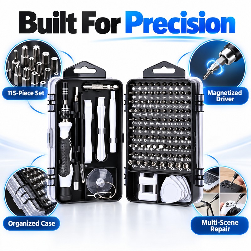 Precision Screwdriver Set for Home Electronics Repairs - Interchangeable Bits