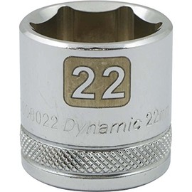 Dynamic Tools D008022 3/8" Drive 6 Point Metric Socket with 22mm Standard Length, Chrome Finish