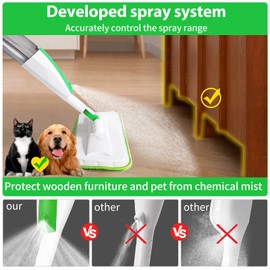 Mops for Floor Cleaning Wet Spray Mop with 14 oz Refillable Bottle and 3 Washable Microfiber Pads Home or Commercial Use Dry Wet Flat Mop for Hardwood Laminate Wood Ceramic