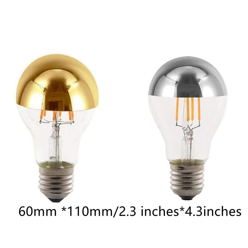 A60 Half Chrome Light Bulb 3 Pack,6 Watts(60W Equivalent)E27 Base