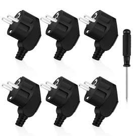 OMIGA Schuko Plug Schuko Plug Outdoor Angle Plug 250 V/16 A Power Plug with Screwdriver Apply Household Appliances Lighting Lamps Small Appliances Sockets 6 Pieces (Black)