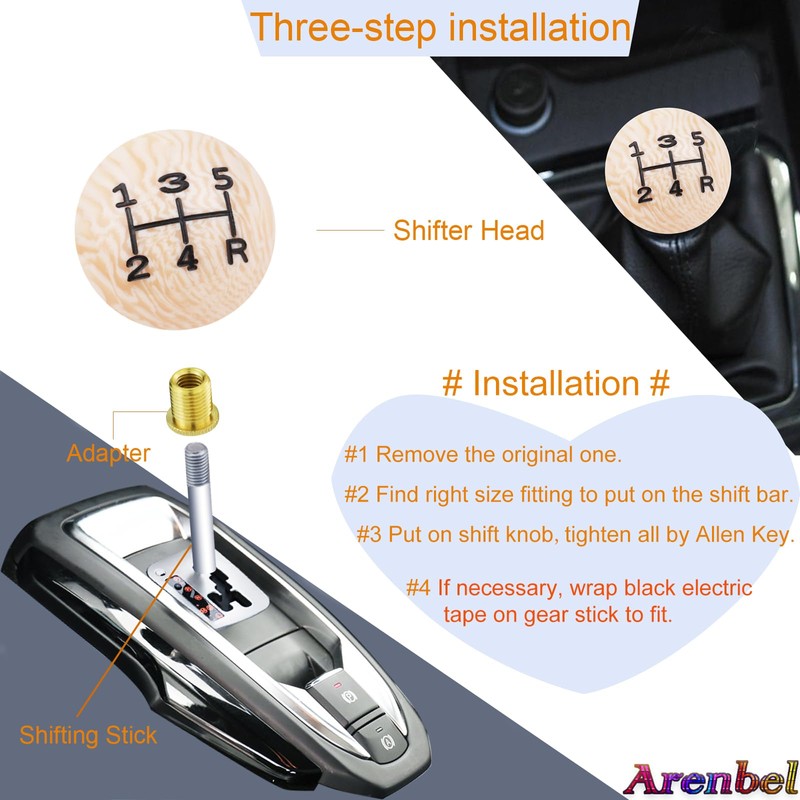 Arenbel 5 Speed Shifter Knobs Racing Shift Ball Gear Lever