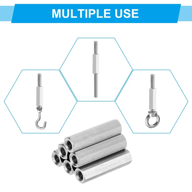 PATIKIL M4 x 0.7 Pitch 304 Stainless Steel Hex Coupling
