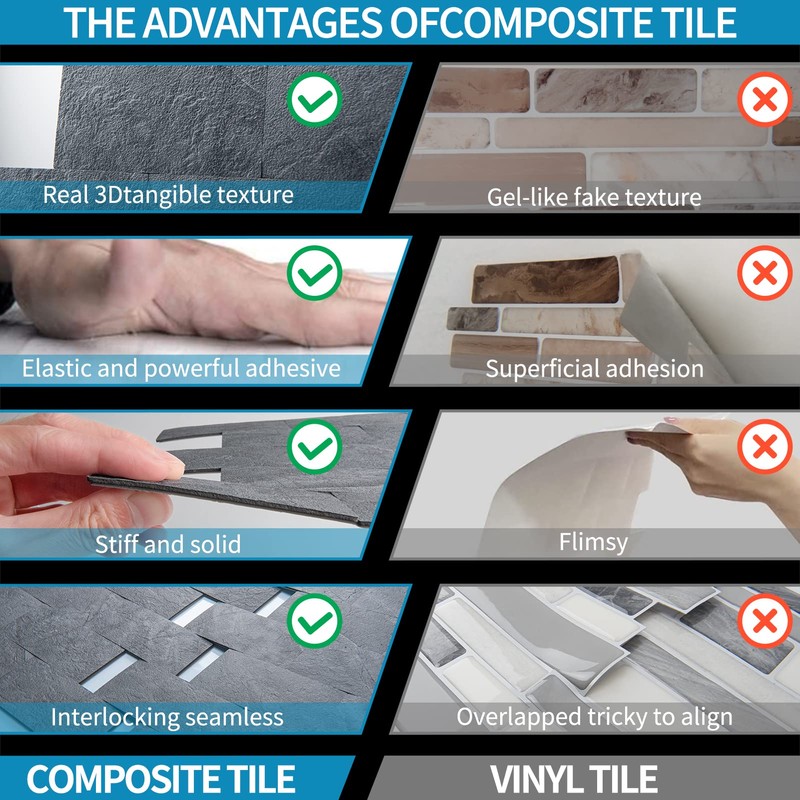 Art3d 10-Pack Peel and Stick Backsplash Tile for Kitchen Bathroom