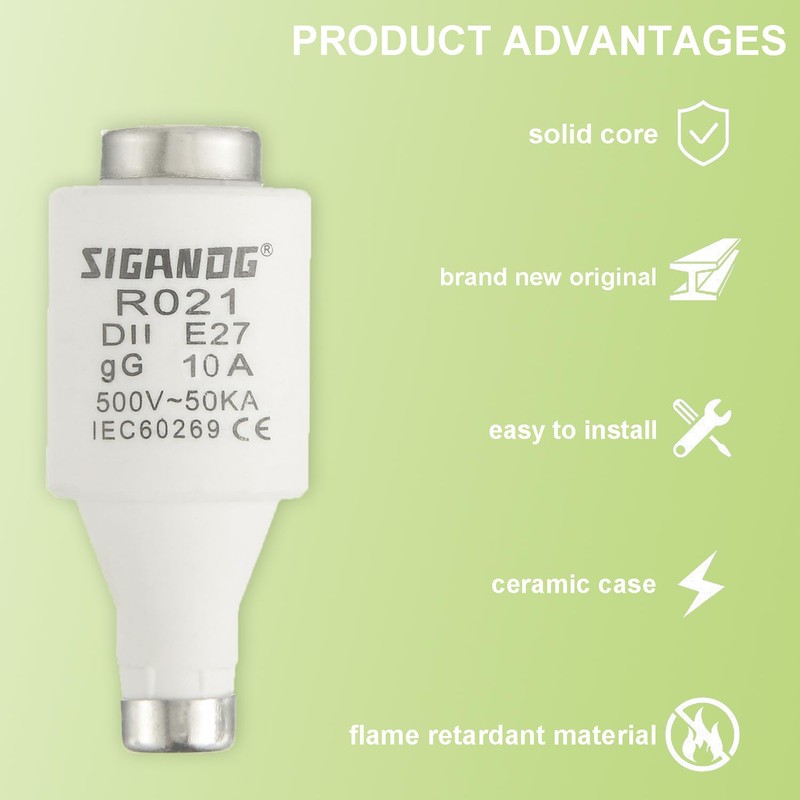 SIGANDG 10A DII E27 R021 Spiral Ceramic Fuses gG Diazed