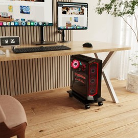 WEGASTU CPU Stand、Computer Tower Stand、Mobile CPU Holder with 4 Caster Wheels Fits for PC、Printer、Most Computer Tower、Office、Home、Planter Caddies、Dog Bowl Stand (Black)