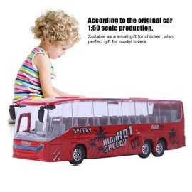1:50 Simulation Pull-Back Alloy Bus Toy, Simulated Die-Cast Alloy Bus Vehicles Model Toy with Light Music for Children Kids Boys Girls(Red)