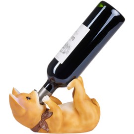 BRUBAKER Wine Bottle Holder Thirsty Dog - Chihuahua - Polyresin Bottle Decoration - Table Top Figure Brown Hand Painted Bar Accessory - Funny Wine Gift