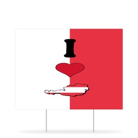 I Love My Country,Austria Yard Sign with H-Stakes 18x24 Inch Double Sided Corrugated Plastic Outdoor Sign Austria Flag Map Yard Signs for Road Street Countryside Lawn Decor