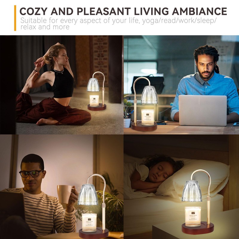 TOACSUCP Candle Warmer Lamp with 3 Bulbs, Adjustable Height Dimmable
