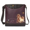 Chala Vegan Leather Sweet Messenger Bag (Horse Family - Plum)