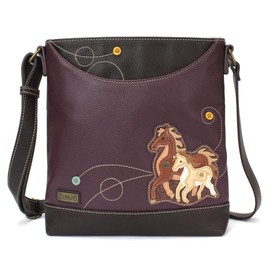 Chala Vegan Leather Sweet Messenger Bag (Horse Family - Plum)