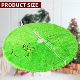 Christmas Tree Skirt Decoration, Plush Faux Fur Christmas Tree Skirt Green Tree Skirt Fluffy Green Monster Christmas Tree Mat Treeskirt for Xmas Tree Holiday Home Decorations (Green, 120cm)