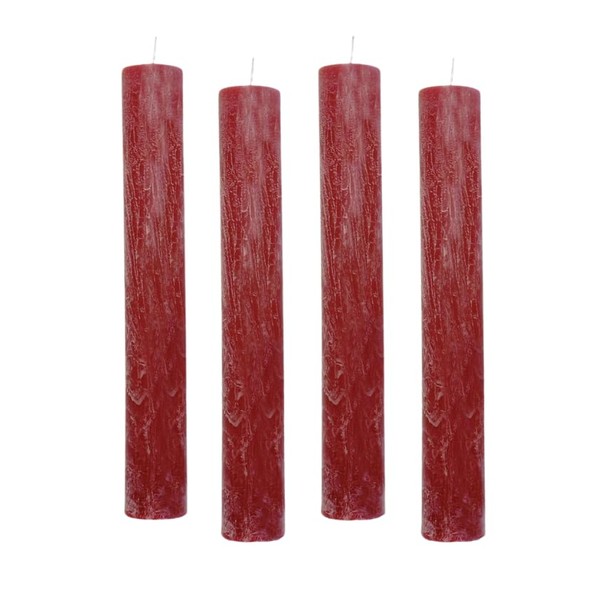 Pack of 4 Rustic Taper Candles, Height: 24 cm, Diameter: