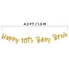 Happy 10th Bday Bruh Gold Glitter Banner - 10th Birthday
