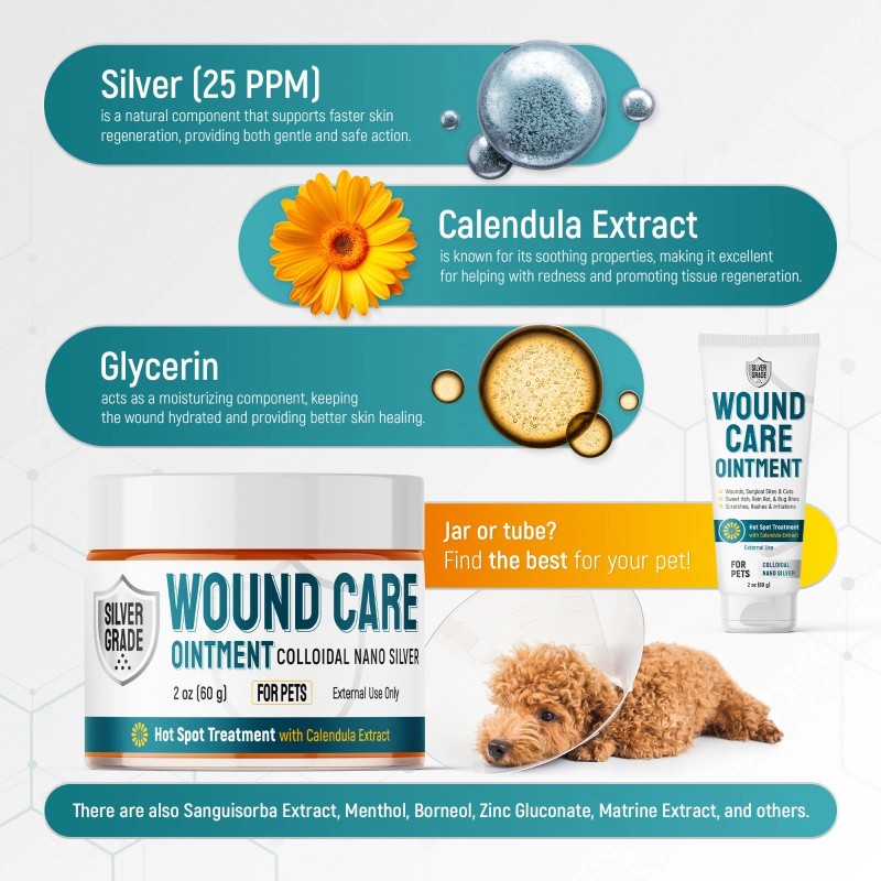 Silver Wound Care Ointment for Dog & Cat Skin Relief