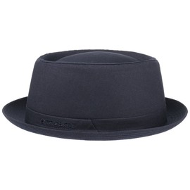 Stetson Athens Women's/Men's Cotton Pork Pie hat | Cotton hat | Made in Italy | Summer/Winter | Men's hat with Lining | Porkpie Navy 58 cm