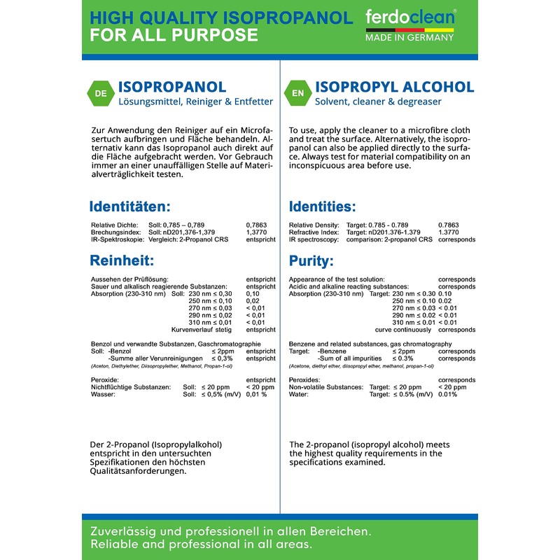 ferdoclean Isopropanol/Isopropyl Alcohol 70% 1000 ml / 1 Litre Cosmetic