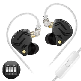 KZ ZS12 PRO X Wired Gaming Earbuds with Mic, 5BA+1DD Hybrid Driver in Ear Monitor Headphones KZ Earphones, 4-Level Tuning Switch, Full-Metal Cavity, 2Pin IEM Cable for Musician Stage (Black, with Mic)
